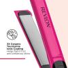imageREVLON Ceramic Coated 1 Inch Flat Iron  Hair Straightener Helps Fight Frizz ampamp Enhances Shine for Sleek Styles or Loose Waves Travel Ready Flat IronPink