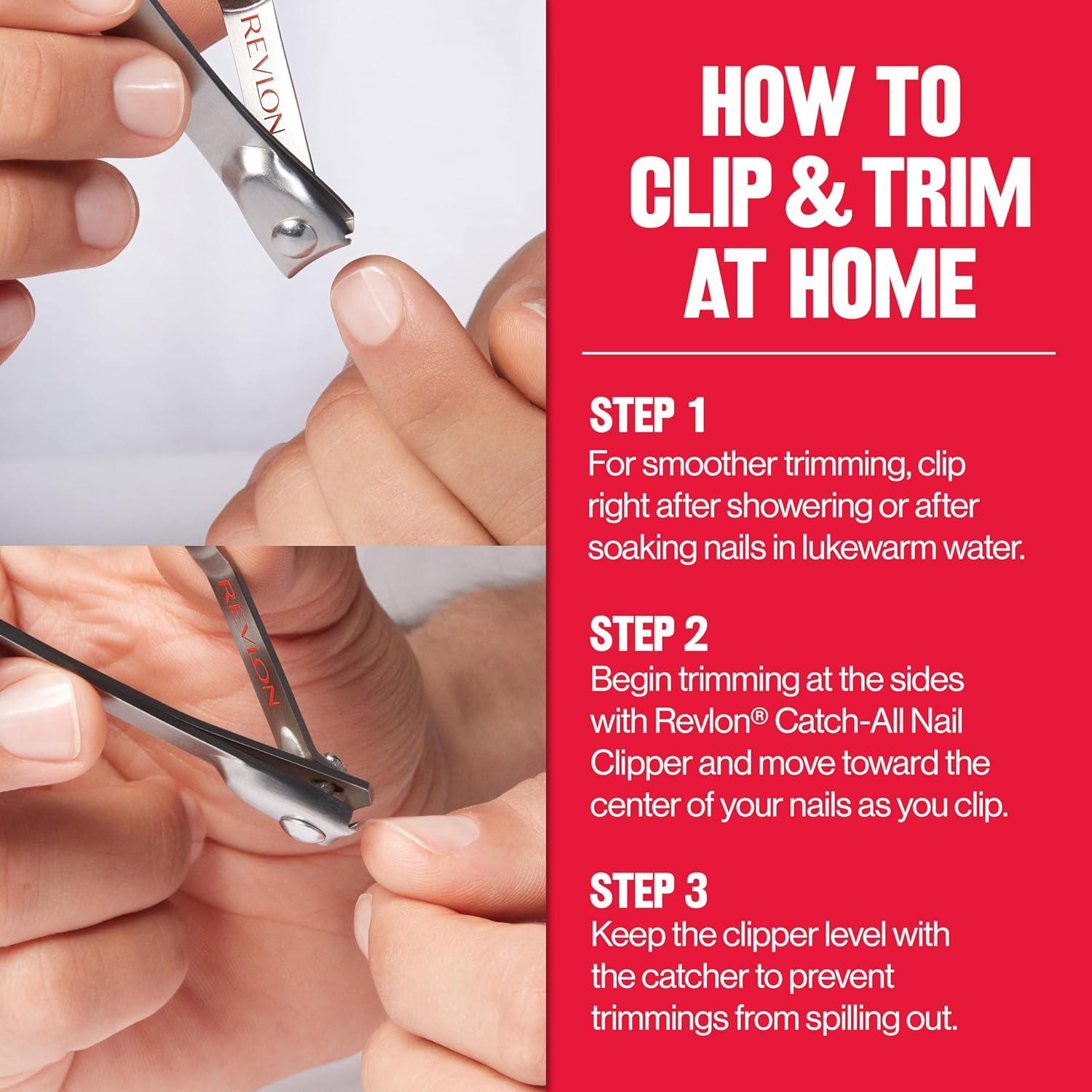 imageRevlon CatchAll Nail Clipper Manicure Tool with a Contoured Blade ampamp Builtin Nail Catcher for MessFree Grooming 1 Count1 Count Pack of 1