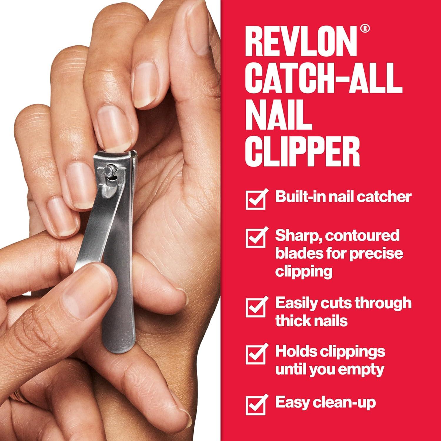 imageRevlon CatchAll Nail Clipper Manicure Tool with a Contoured Blade ampamp Builtin Nail Catcher for MessFree Grooming 1 Count1 Count Pack of 2