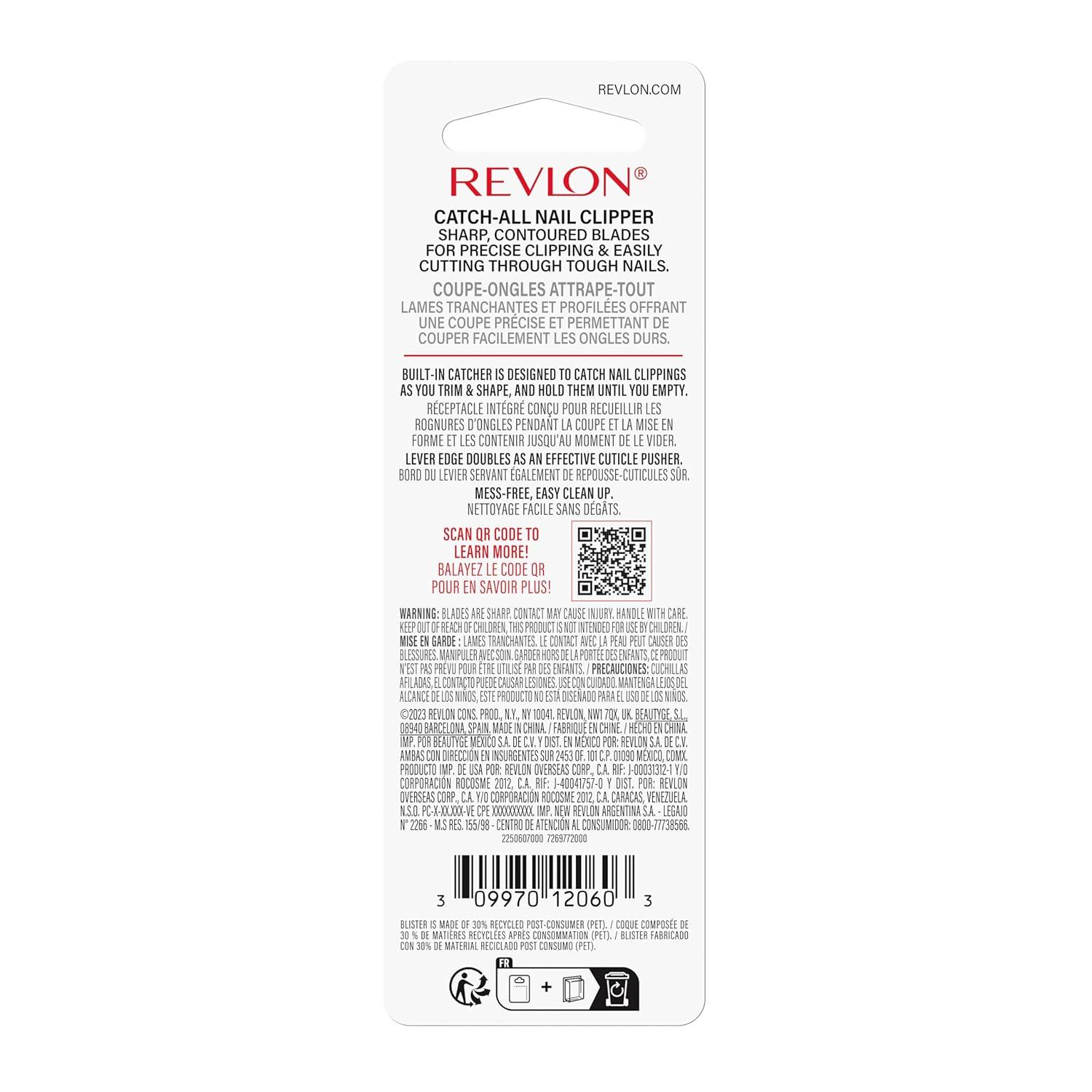 imageRevlon CatchAll Nail Clipper Manicure Tool with a Contoured Blade ampamp Builtin Nail Catcher for MessFree Grooming 1 Count1 Count Pack of 2