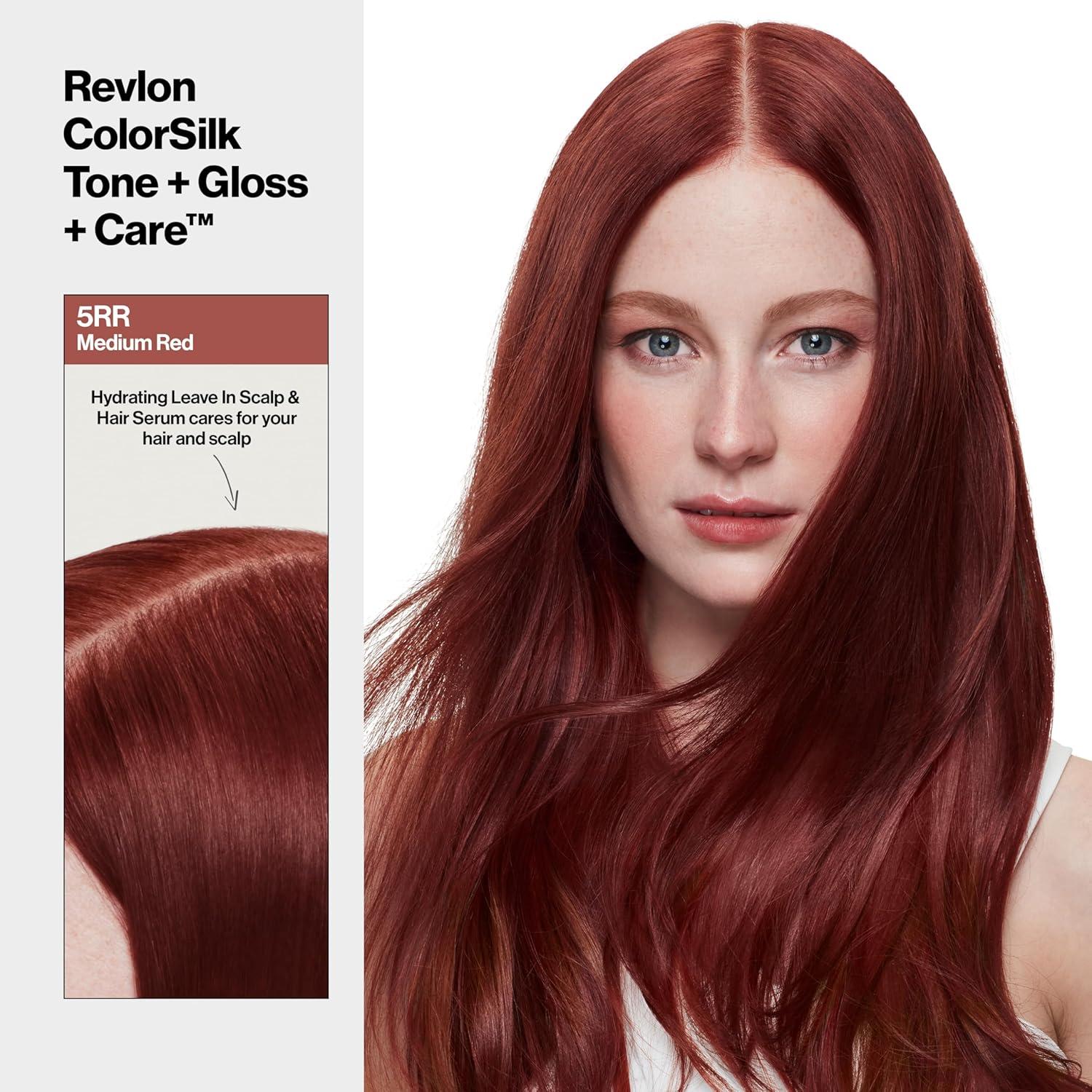 imageRevlon ColorSilk Tone  Gloss  Care Demi Permanent Hair Color Dye Kit with LeaveIn Scalp and Haircare Serum 2x Shinier 4x Stronger 4 Dark Brown 45 fl oz5RR Medium Red