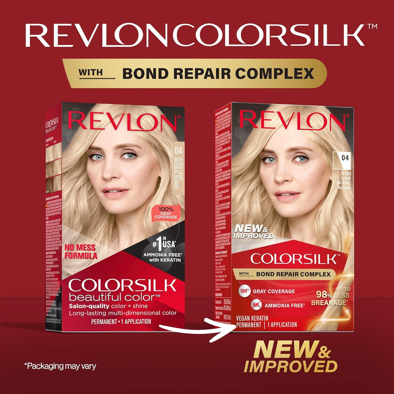 imageRevlon ColorSilk with Bond Repair Complex Blonde Permanent Hair Color 100 Gray Coverage Ammonia Free Hair Dye Vegan Keratin 61 Dark Blonde Pack of 304 Ultra Light Natural Blonde