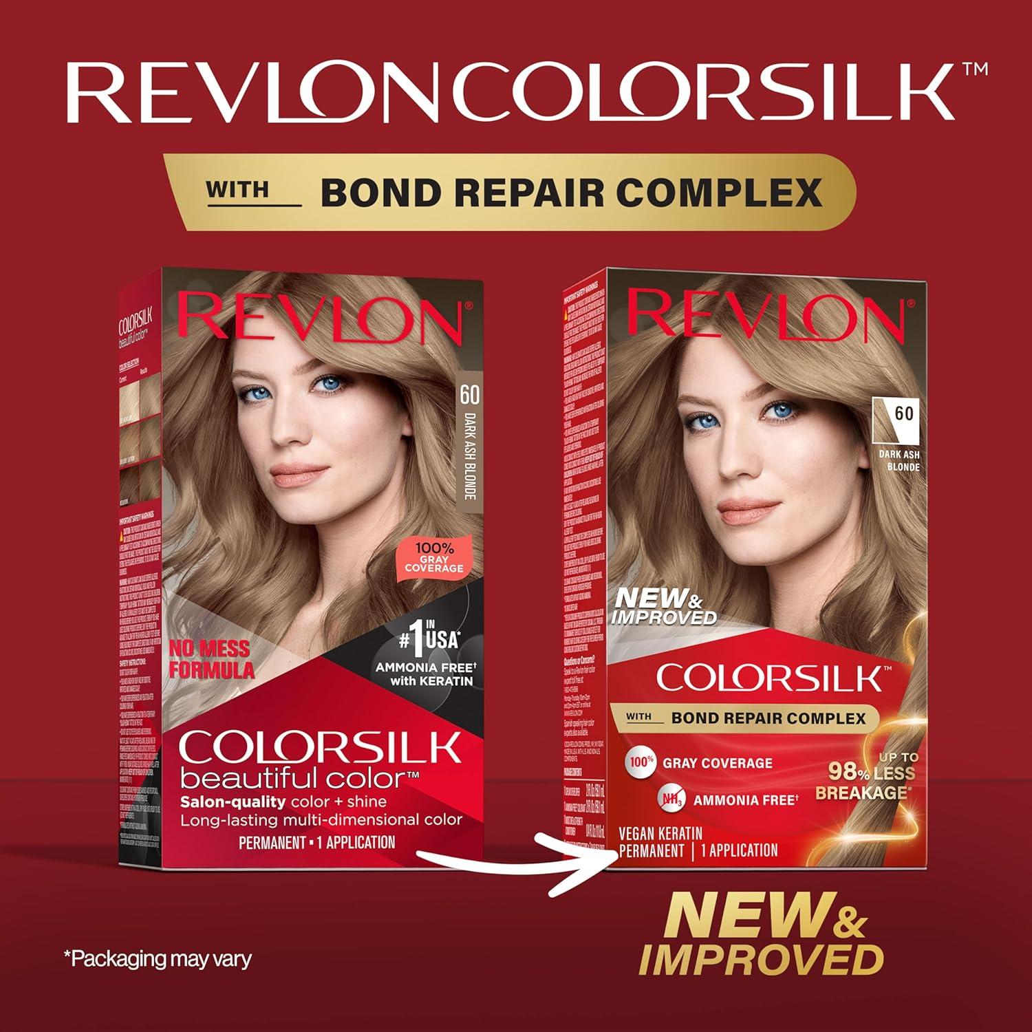 imageRevlon ColorSilk with Bond Repair Complex Blonde Permanent Hair Color 100 Gray Coverage Ammonia Free Hair Dye Vegan Keratin 61 Dark Blonde Pack of 360 Dark Ash Blonde