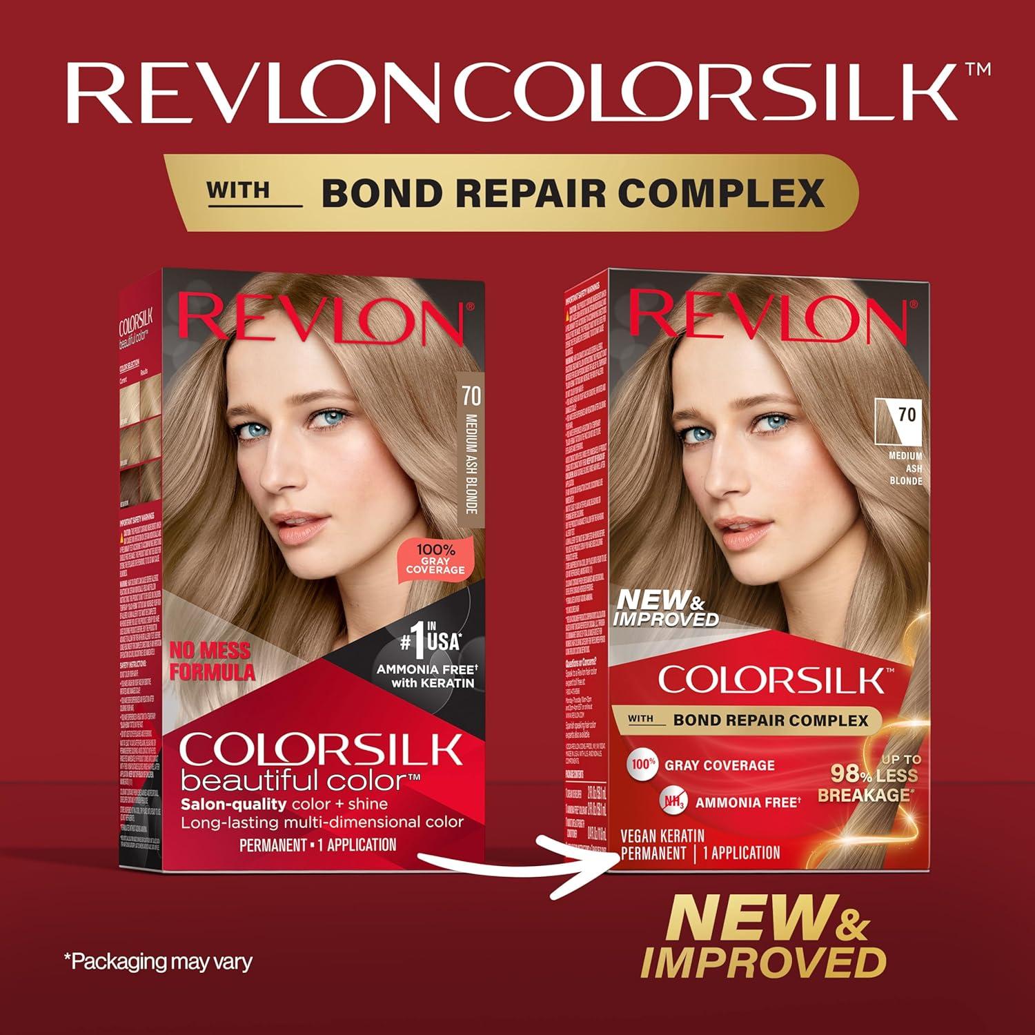 imageRevlon ColorSilk with Bond Repair Complex Blonde Permanent Hair Color 100 Gray Coverage Ammonia Free Hair Dye Vegan Keratin 61 Dark Blonde Pack of 370 Medium Ash Blonde