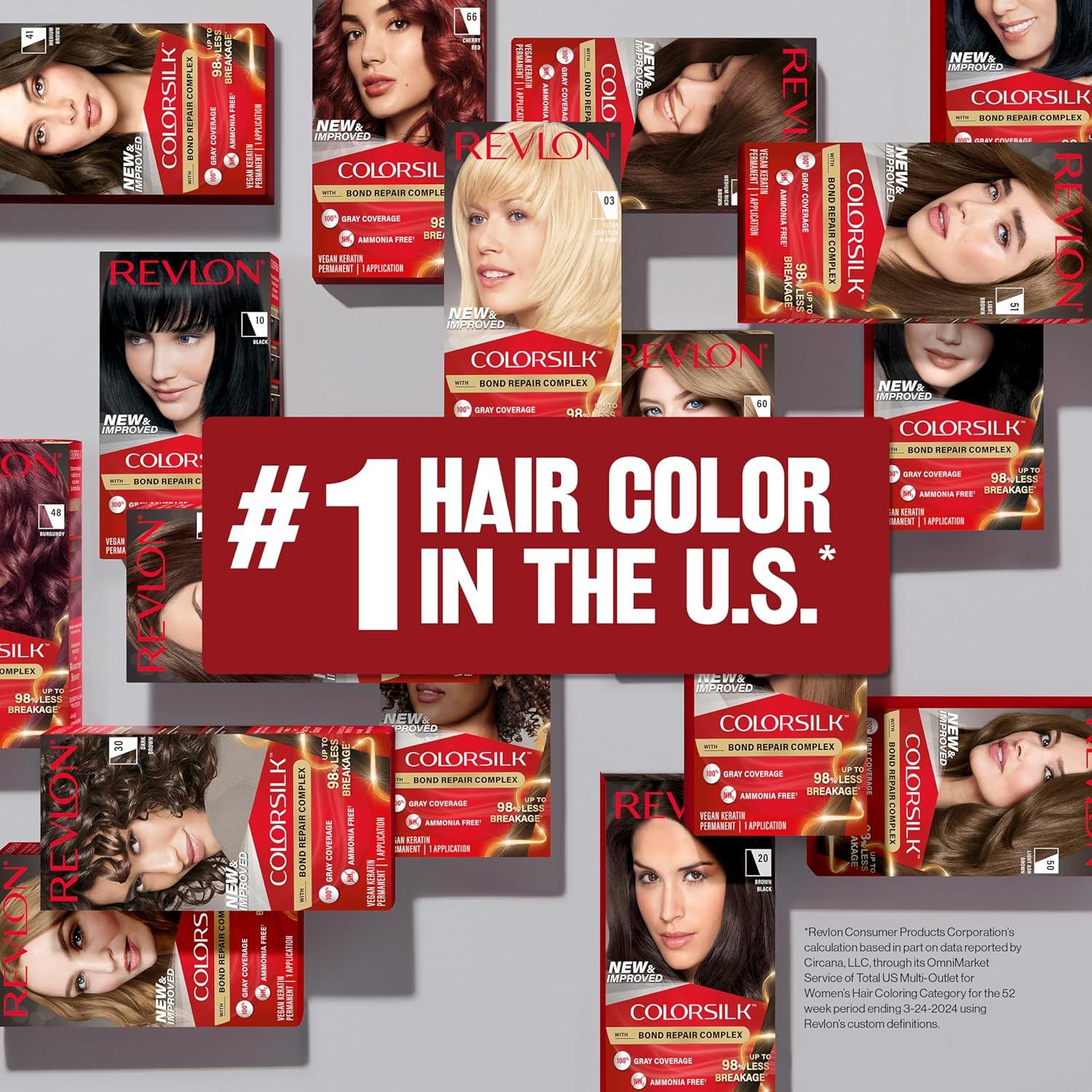 imageRevlon ColorSilk with Bond Repair Complex Blonde Permanent Hair Color 100 Gray Coverage Ammonia Free Hair Dye Vegan Keratin 61 Dark Blonde Pack of 372B Mushroom Blonde