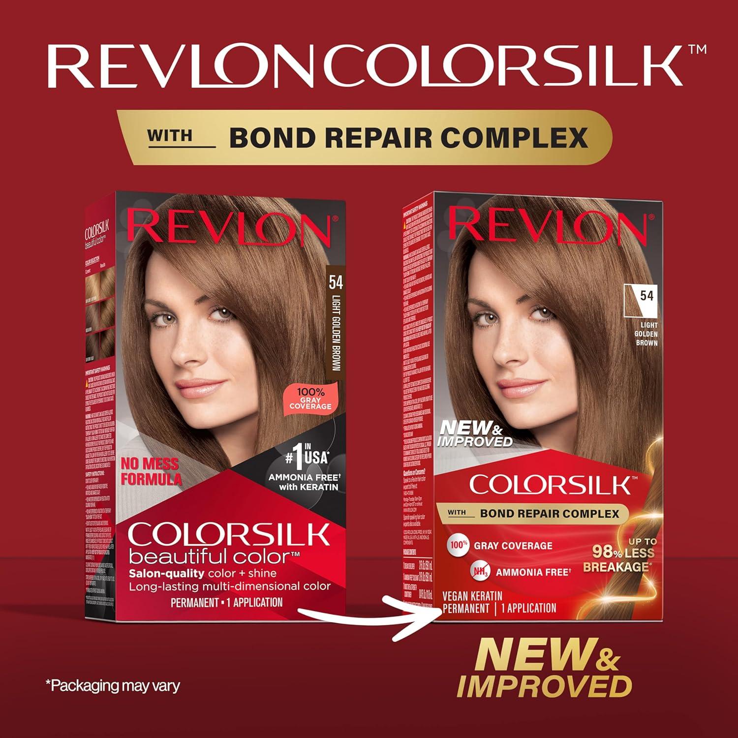 imageRevlon ColorSilk with Bond Repair Complex Brown Permanent Hair Color 100 Gray Coverage Ammonia Free Hair Dye Vegan Keratin 40 Medium Ash Brown Pack of 354 Light Golden Brown