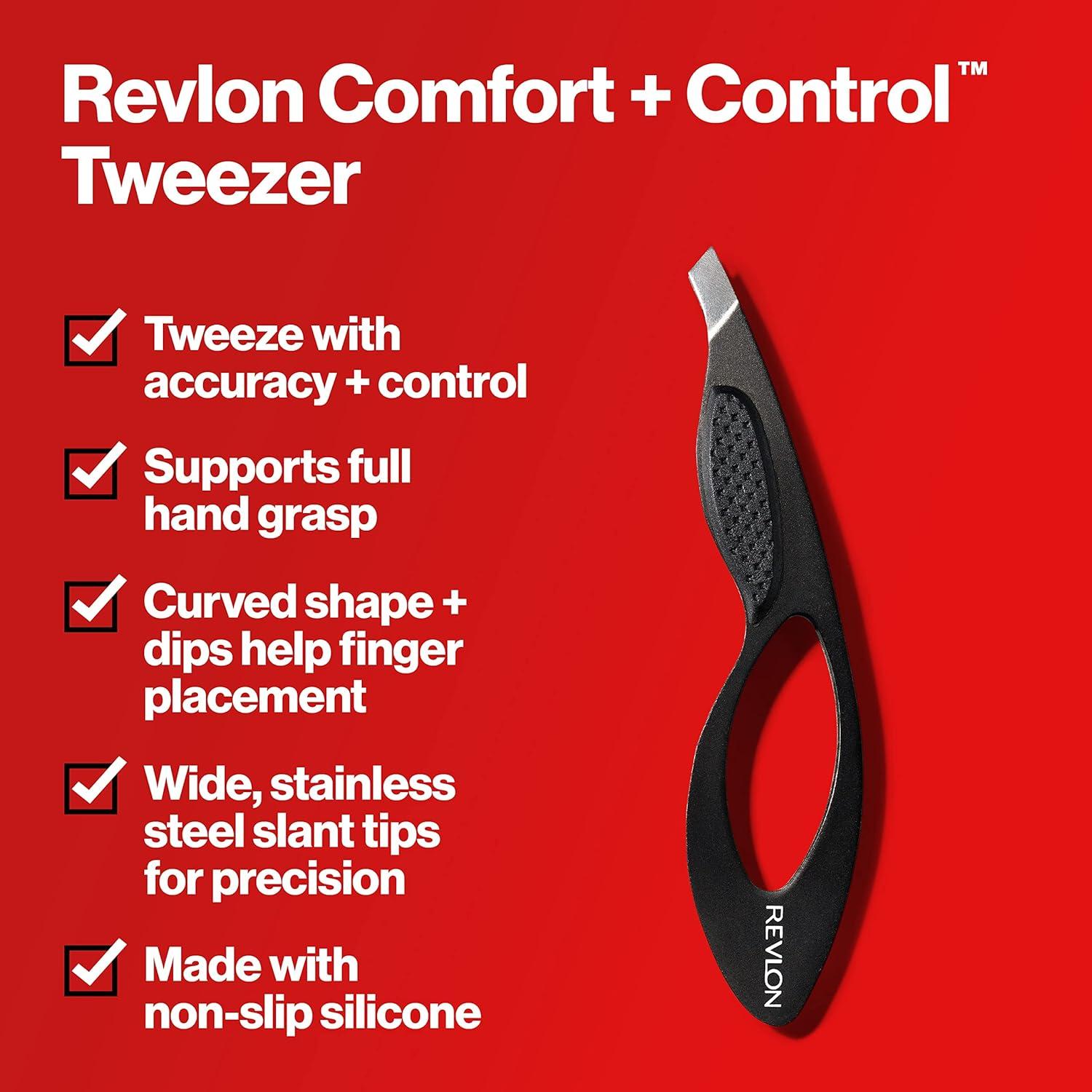 imageRevlon Comfort and Control Tweezer Easy to Use Eyebrow Tool with Wide Grip 1 count