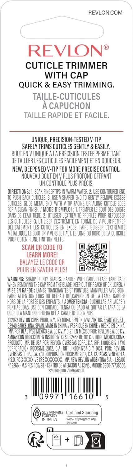 imageRevlon Cuticle Trimmer With Cap High Precision VTip and Comfortable Grip for Gentle and Easy Trimming 1 Count1 Count Pack of 1