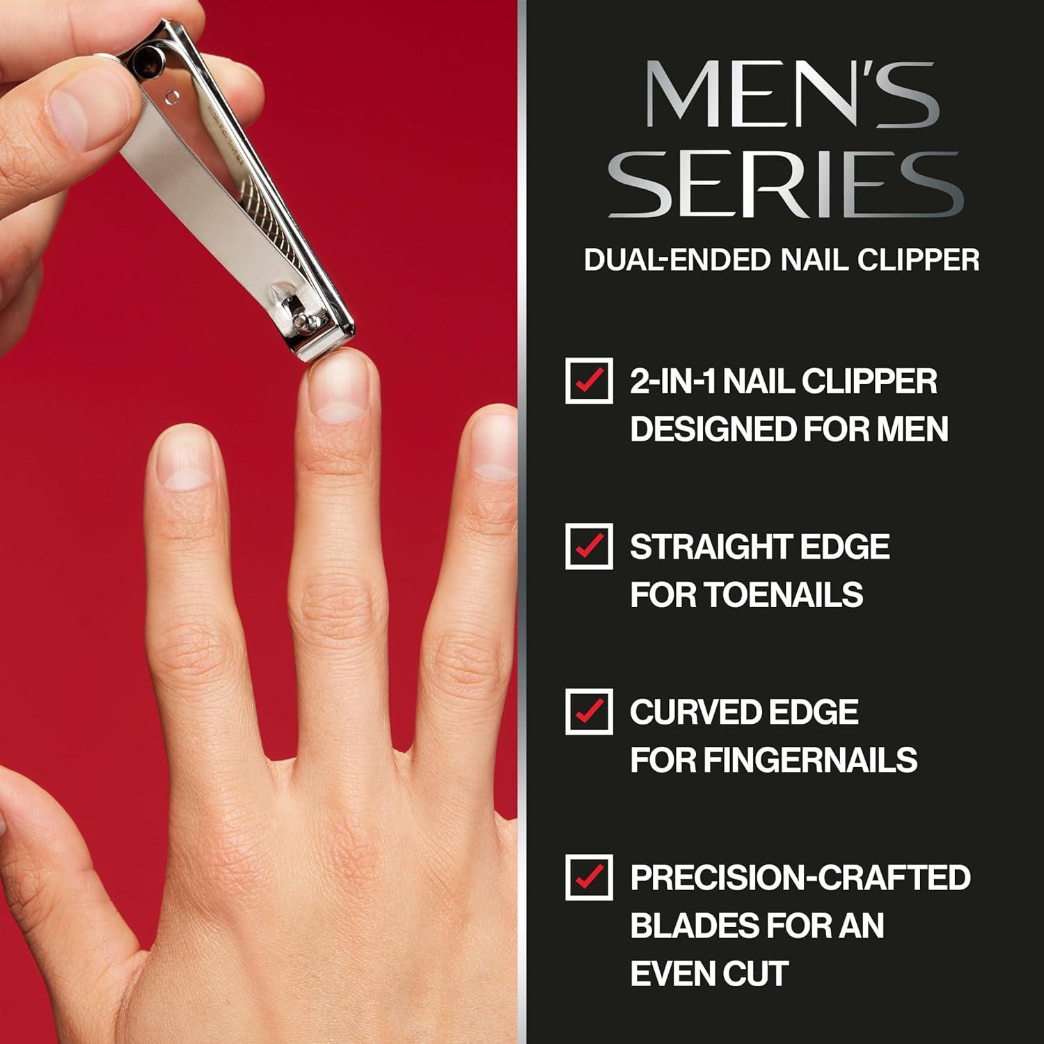imageRevlon DualEnded Nail Clipper for Men Straight and Curved Edges for Fingernail and Toenail Trimming Stainless Steel 1 Count