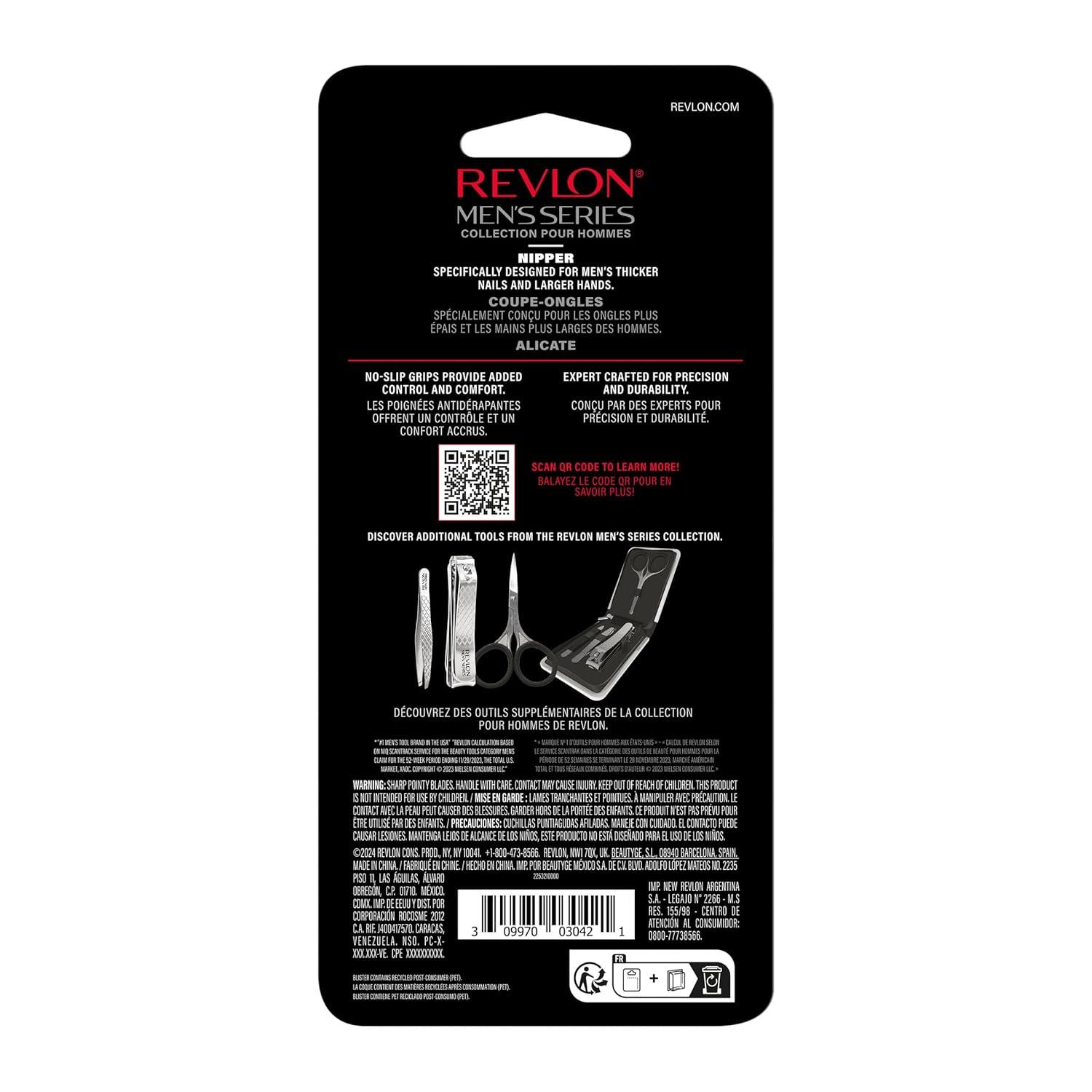 imageRevlon Nail Clipper for Men Durable for Tough Fingernail and Toenail Trimming Ergonomic NoSlip Grip Handle Stainless Steel 1 count