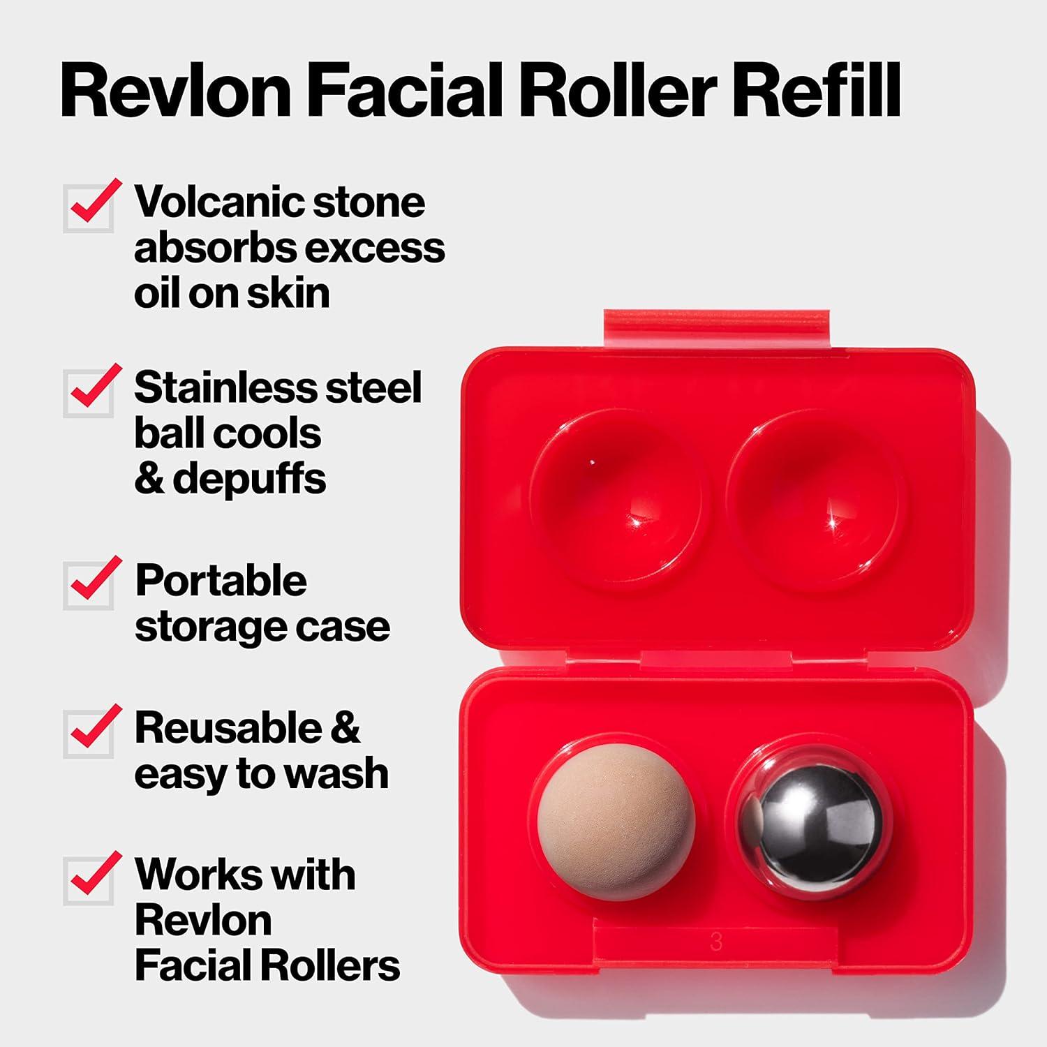 imageRevlon Oil Absorbing ampamp Cooling Facial Roller Refill Pack with Volcanic ampamp Stainless Steel Stones in Storage Case EcoFriendly Easy to Clean 1 count