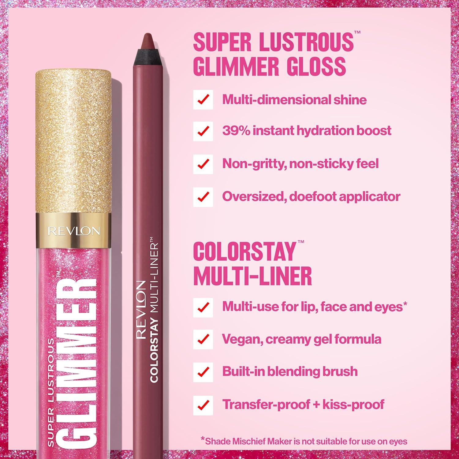 imageRevlon Super Lustrous Glimmer Gloss and ColorStay MultiLiner Bundle Indigo Ice and Catalyst Pack of 2