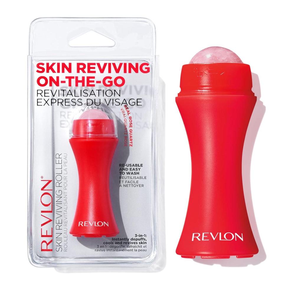 imageRevlon Skin Reviving Roller with Rose Quartz for AllDay Facial Reviving ampamp Brightening Compact ampamp Reusable Gentle on Skin 1 count