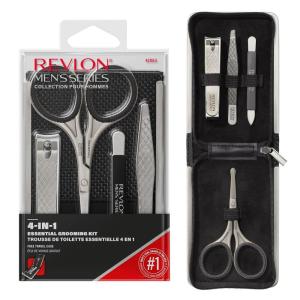 imageRevlon Mens Grooming Kit 5Piece Travel Essentials Set Includes Nail Clippers Scissors File Tweezers and Carrying Case Stainless Steel 1 count
