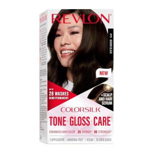 imageRevlon ColorSilk Tone  Gloss  Care Demi Permanent Hair Color Dye Kit with LeaveIn Scalp and Haircare Serum 2x Shinier 4x Stronger 4 Dark Brown 45 fl oz3 Brown Black