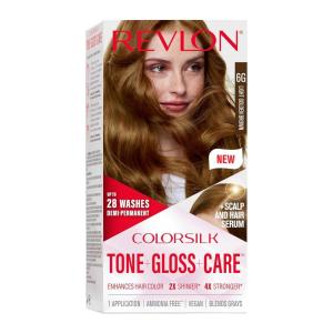 imageRevlon ColorSilk Tone  Gloss  Care Demi Permanent Hair Color Dye Kit with LeaveIn Scalp and Haircare Serum 2x Shinier 4x Stronger 4 Dark Brown 45 fl oz6G Light Golden Brown