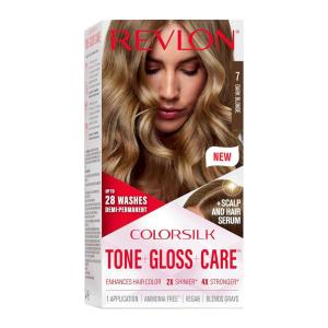 imageRevlon ColorSilk Tone  Gloss  Care Demi Permanent Hair Color Dye Kit with LeaveIn Scalp and Haircare Serum 2x Shinier 4x Stronger 4 Dark Brown 45 fl oz7 Dark Blonde