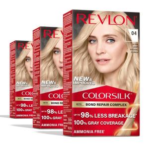 imageRevlon ColorSilk with Bond Repair Complex Blonde Permanent Hair Color 100 Gray Coverage Ammonia Free Hair Dye Vegan Keratin 61 Dark Blonde Pack of 304 Ultra Light Natural Blonde