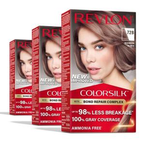 imageRevlon ColorSilk with Bond Repair Complex Blonde Permanent Hair Color 100 Gray Coverage Ammonia Free Hair Dye Vegan Keratin 61 Dark Blonde Pack of 372B Mushroom Blonde