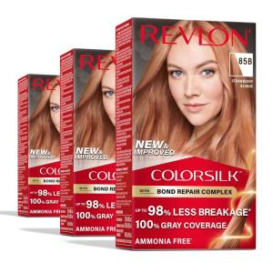 imageRevlon ColorSilk with Bond Repair Complex Blonde Permanent Hair Color 100 Gray Coverage Ammonia Free Hair Dye Vegan Keratin 61 Dark Blonde Pack of 385B Strawberry Blonde