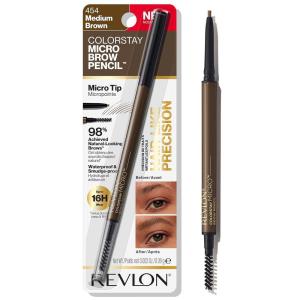 imageRevlon ColorStay Micro Eyebrow Pencil with Built In Spoolie Brush Infused with Argan and Marula Oil Waterproof Smudgeproof 454 Medium Brown 0003 ozMedium Brown