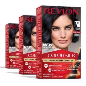imageRevlon ColorSilk Permanent Hair Color with Bond Repair Complex 38 Vibrant Violet 3 packIntense Indigo